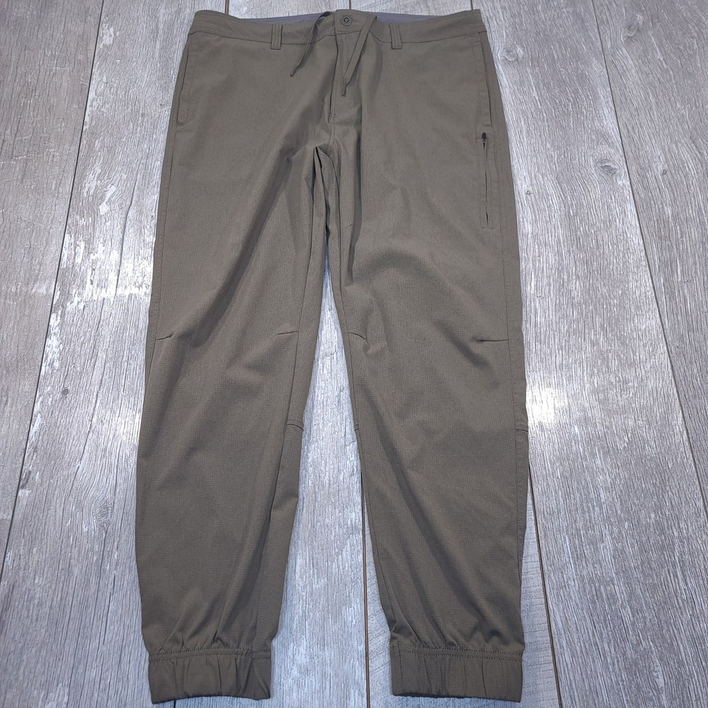 Prana Hybridizer Jogger Pants Mens 36 Brown Green Stretch Ripstop Hiking Tapered